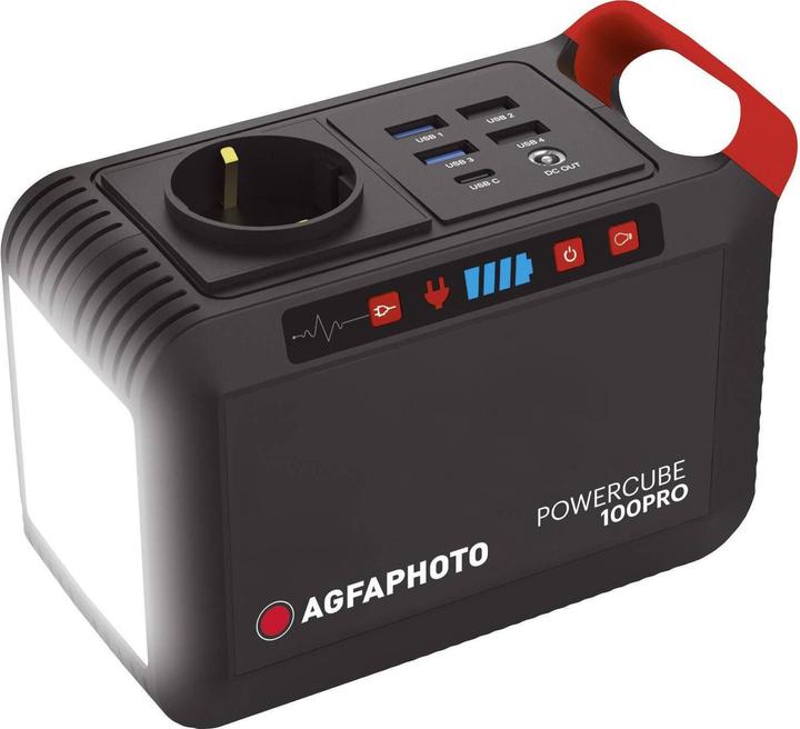 AGFAPHOTO Powercube 100 Pro Powerstation Li-Ion Black, Red (166 Wh, 1.04 kg)