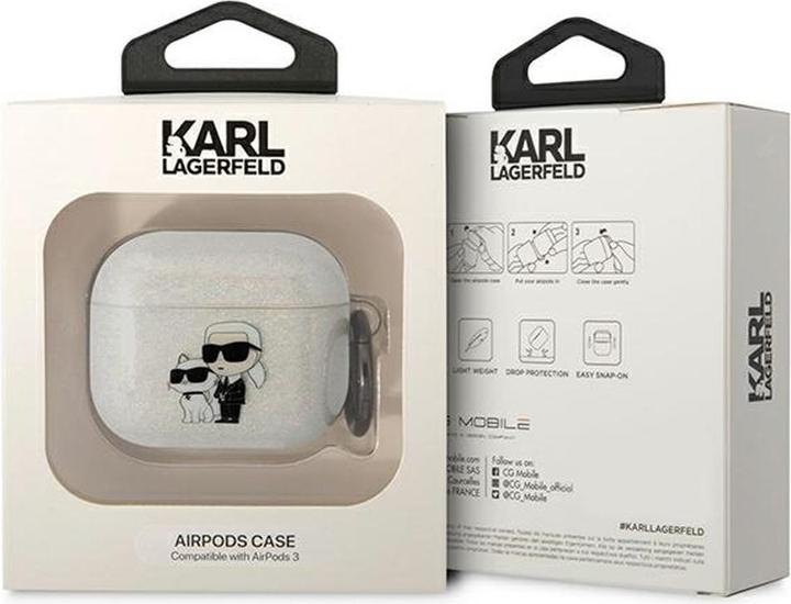 Actual product image Karl Lagerfeld KLA3HNKCTGT Airpods 3 cover transparent Gliter Karl&Choupette (Headphone sleeve)