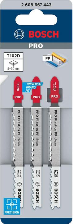 Produktbild Bosch Professional Zubehör PRO Plastics PP clean T102D Stichsägeblatt, 100 mm, 3-tlg.