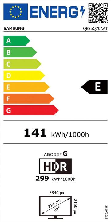 Energie-Label Samsung QE85Q70A (85", QLED, 4K, 2021)