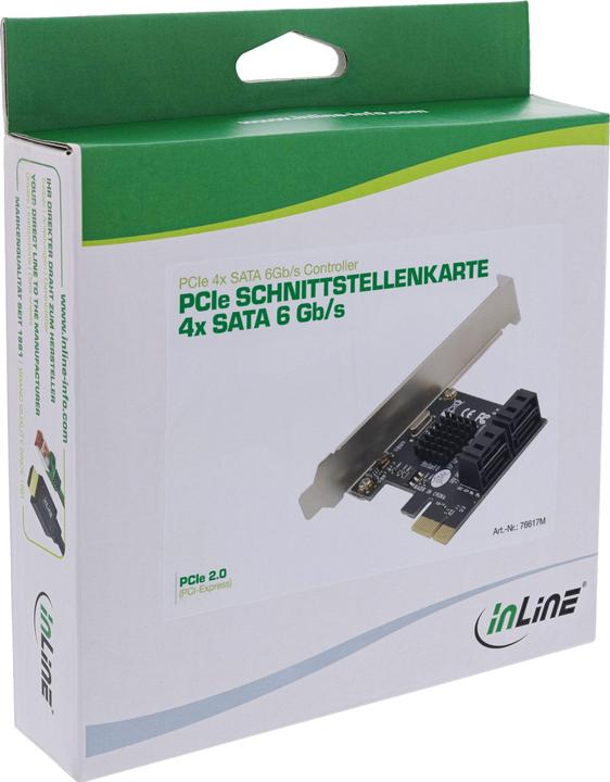 Produktbild InLine Schnittstellenkarte, 4x SATA 6Gb/s, mit 4x SATA, PCIe 2.0 (PCI-Express)