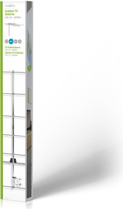 Produktbild Nedis TV Antenne - Max. 13dB Verstärkung - VHF: 174-230 MHz - 50km Reichweite - für Draussen (Parabolantenne, 13 dB, UKW / MW / LW)