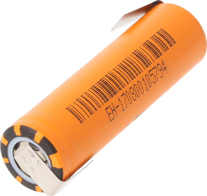 Actual product image A123 Systems A123 APR18650M-A1 1100mAh 3.3V LiFePo4 battery with solder tag Z-shape 64.95x18.2mm (1 pcs., 1100 mAh)