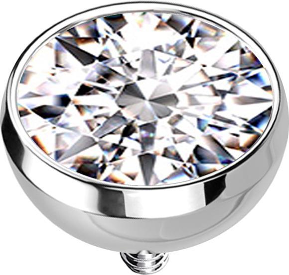Actual product image Star Piercing Dermal Anchor hemisphere silver with crystal silver (without brass, Surgical steel 316L)