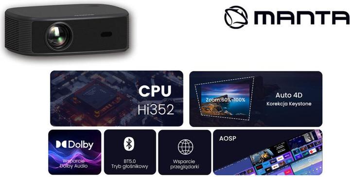 Actual product image Manta PMA502A24 MultiVision PRO SMART TV projector (800 lm)