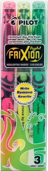 Produktbild Pilot Textmarker Frixion, Strichbreite 3,8 mm, radierbar, 3er Set oder 12er Set (farbsortiert, 3.80 mm, 3 x)