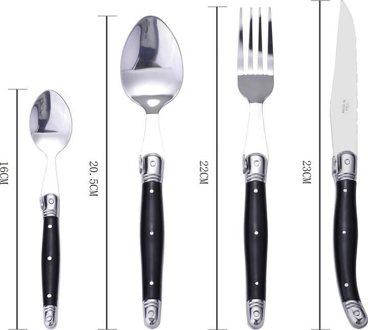 Actual product image Laguiole Cutlery set 24 pieces from the Black White Line (24 Piece, Cutlery set)