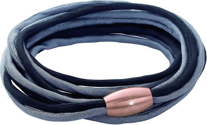 Produktbild Xen Seidenarmband grau/schwarz mit Brillant Magnetverschluss Längen zur Wahl (59 cm, Seide und Edelstahl)