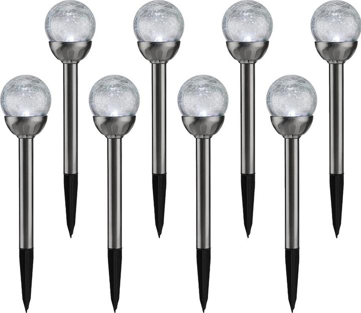Actual product image HI Solar-Gartenlampe mit Crackle-Effekt-Kugel & Erdspiess, 8er-Set