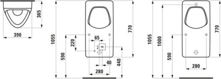 Produktbild Laufen Antero Absauge-Urinal, L/B/H: 380/365/770 mm, mit Spülrand, H841153