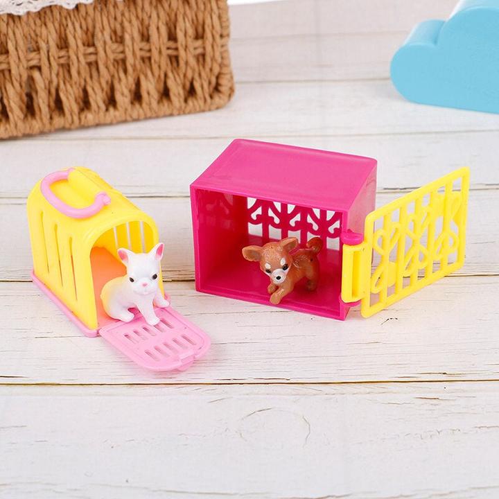 Actual product image Hermex Set of 4 Barbie dogs and dog crates doll accessories pets