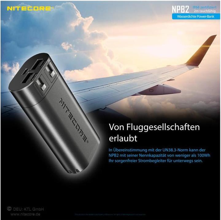 Actual product image Nitecore Powerbank NPB2 - 10000mAh, wasserdicht (10000 mAh, 18 W)