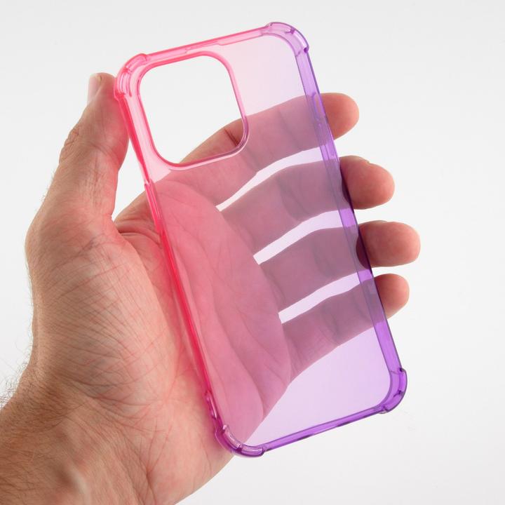 Produktbild PhoneLook Hülle Gummi Bumper Rainbow mit extra Schutz für Ecken Antischock rosa t (Apple iPhone 14 Pro)