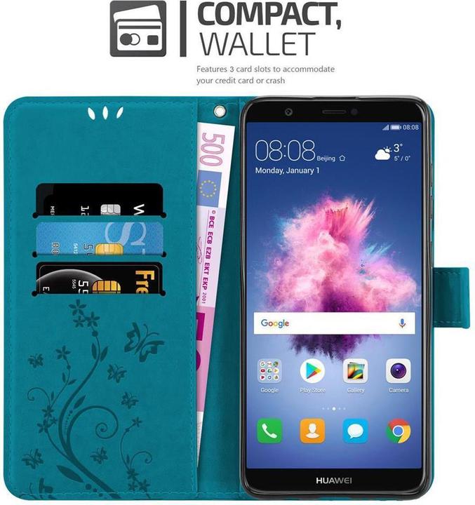 Actual product image Cadorabo Flower Book Cover (Huawei Enjoy 7S, Huawei P Smart (2018))