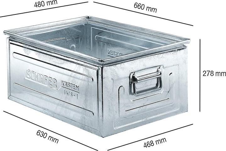 Image du produit Schäfer Shop Bac gerbable série ST 14/6-1, en acier, capacité 79 L, idéal pour les marchandises lourdes (65 x 47 x 28 cm, 79 l)