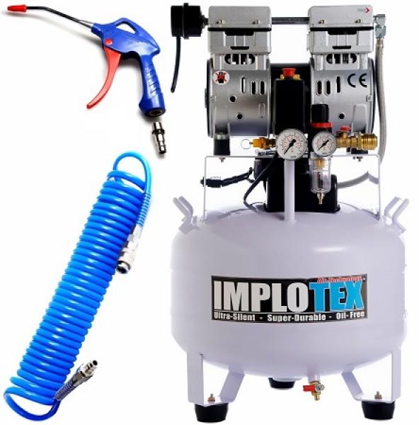 Produktbild Implotex - Flüsterkompressor 850W, 55dB leise, ölfrei Kompressor inkl. Ausblaspistole und Drucklufts (8 Bar, 30 l)