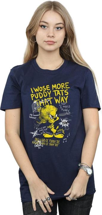 Actual product image Looney Tunes Womens/Ladies Tweety Pie More Puddy Tats Cotton Boyfriend T-Shirt (XL)