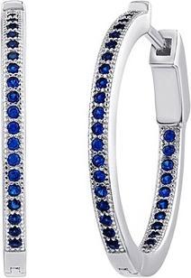 Silvego MILLA 22mm Silver Hoop Earrings withue Sapphire JJJE0106ESPB