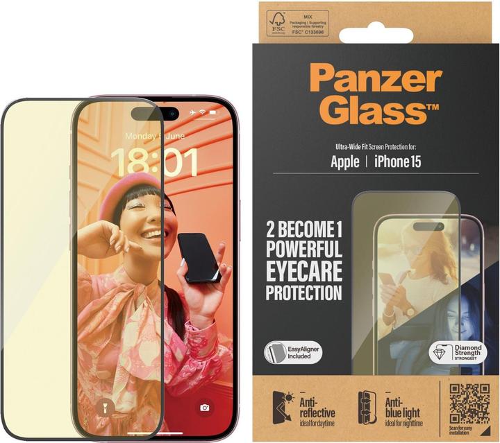 Image du produit PanzerGlass Eyecare Screen Protection Ultra-Wide Fit (1 pièce(s), Apple iPhone 15)