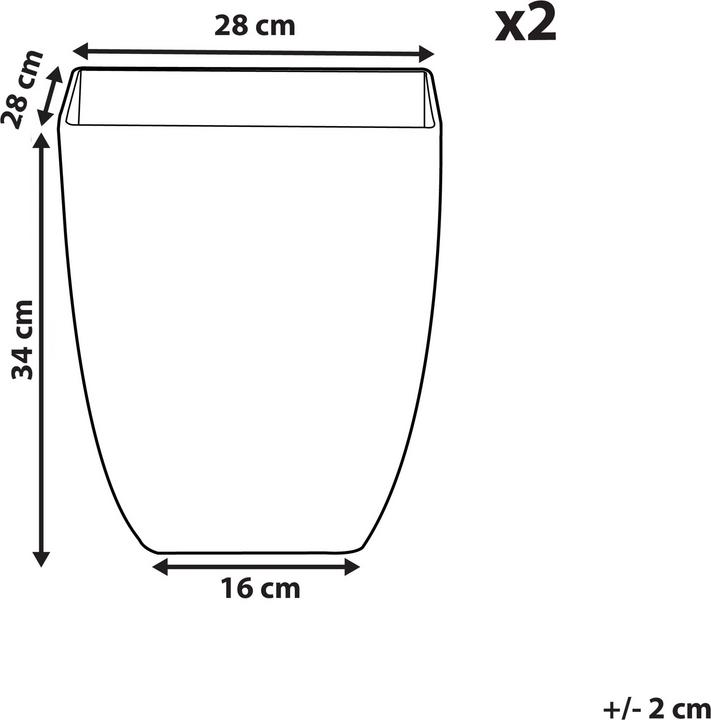 Produktbild Beliani Blumenkübel 2er Set weiss Marmor Optik quadratisch 28 x 28 x 34 cm MIRO (28 cm)