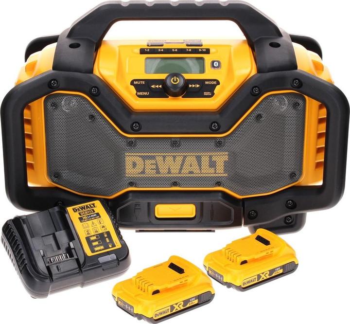Produktbild DeWalt DCR 027 D2 Akku Radio DAB+ 10,8-18,0 V + 2x Akku 2,0 Ah + Ladegerät (DAB+, FM, Bluetooth)