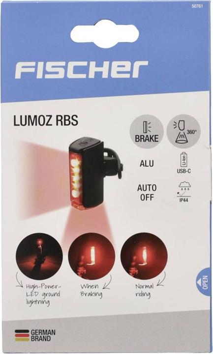 Produktbild Fischer Fahrrad-LED-Akku-Rücklicht PLUS TWIN STOP aus Aluminium, mit Bodenbeleuchtung, Abschaltautomatik