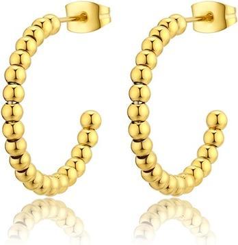Sagapo S'Agapo Chunky Shk40 Gold-Plated Hoop Earrings