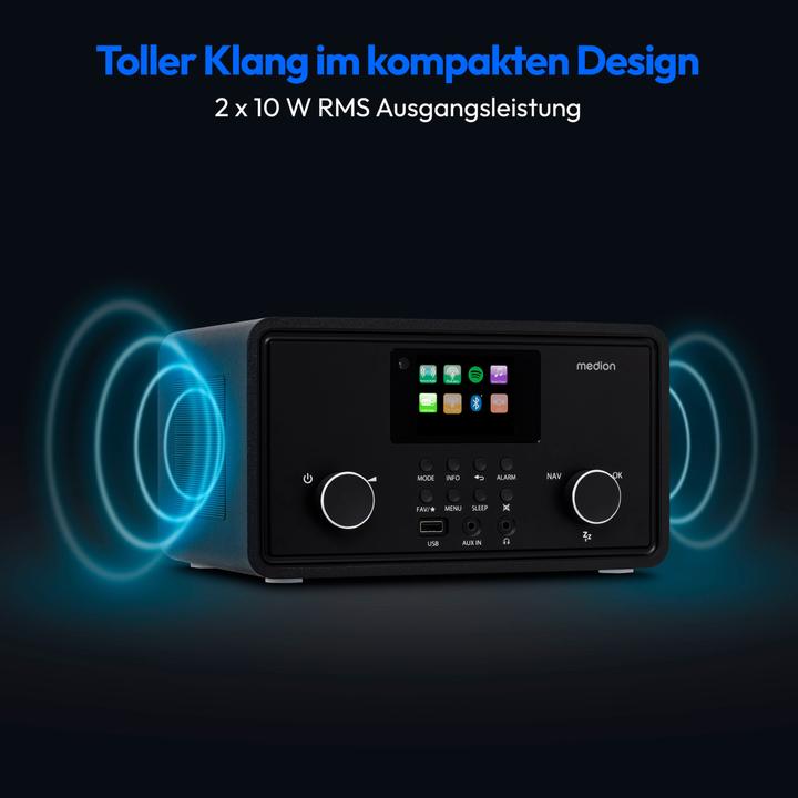 Image du produit Medion MD 88069 Radio Internet noir (Webradio, DAB+ DAB, AM, FM, Bluetooth, WiFi)