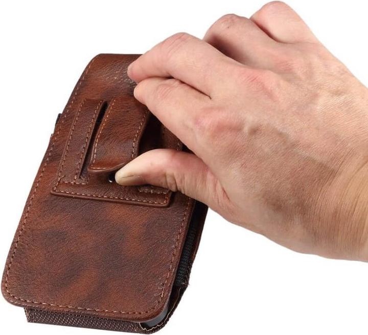 Immagine prodotto Cover-Discount Nylon - Borsa da cintura in pelle con tasca per carte di credito marrone / M