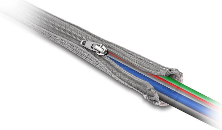 Produktbild Delock Geflechtschlauch mit Reissverschluss hitzebeständig 3 m x 20 mm grau (Kabelschlauch, 300 cm)