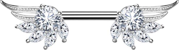 Actual product image Star Piercing Barbell silber Engelsflügel mit Kristall silber (Surgical steel 316L, Brass)
