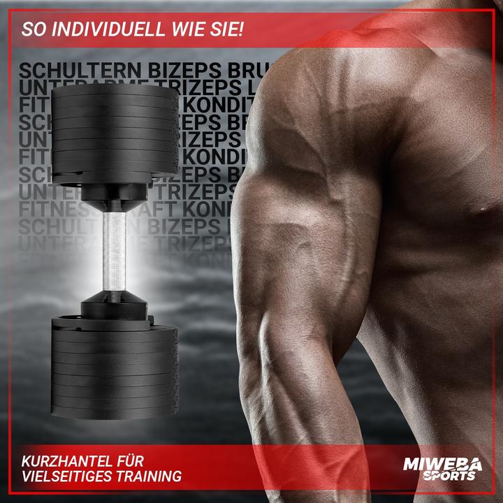 Produktbild Miweba Sports verstellbare Kurzhantel VH200 2-32 kg Hantel Krafttraining Fitness (28 kg)
