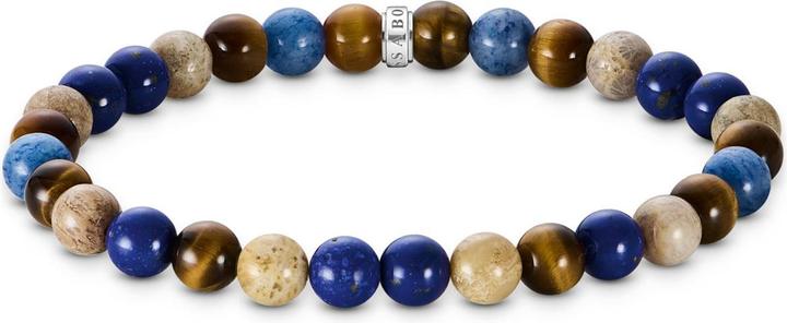 Thomas Sabo Bead Armband in Braun und Blautönen (17 cm, Silber 925)
