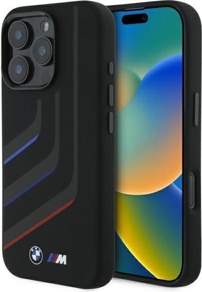 Productafbeelding BMW BMHMP16X23SLIK iPhone 16 Pro Max 6,9" czarny/zwart hardcase Siliconen Draailijnen MagSafe (Apple iPhone 16 Pro Max)