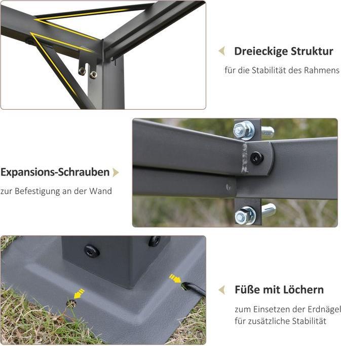 Immagine prodotto Swisshandel24 Pergola gazebo 3x3m gazebo da giardino gazebo BBQ con tetto in tessuto resistente alle intemperie (300 cm, 300 cm)
