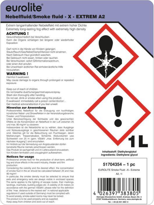 Label énergétique Eurolite Smoke Fluid -X- Extrem A2, 1l de liquide fumigène (Liquide de brouillard)