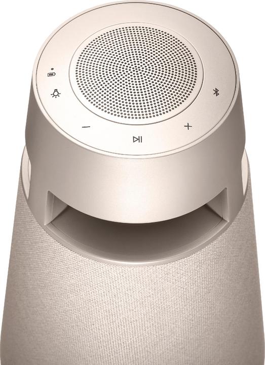 Image du produit LG XBOOM 360 XO3, Enceinte omnidirectionnelle 50W, éclairage, IP54, Bluetooth 5.1, Beige (24 h)