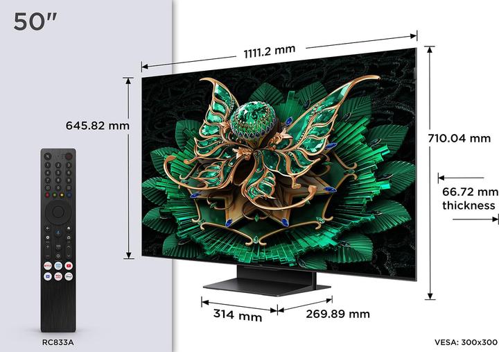 Produktbild TCL 50C7K (50", Mini-LED, 4K, 2025)