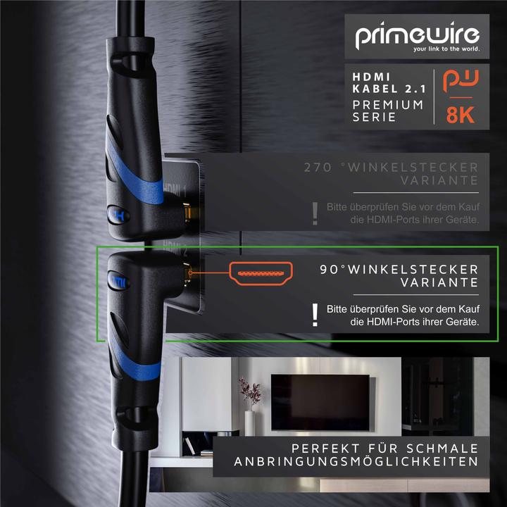 Actual product image Primewire HDMI Cable 2.1, 8K Premium UHD High Speed, 7680x4320 @ 240 Hz with DSC - 4k @ 240Hz with DSC (3 m, HDMI)