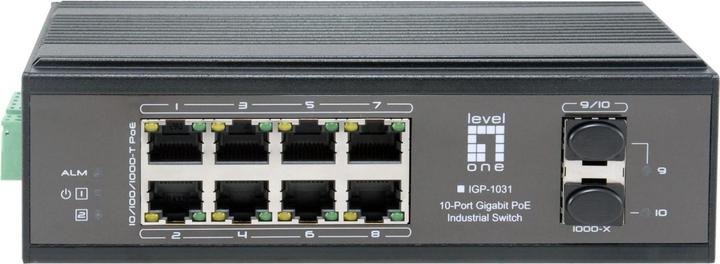 Actual product image LevelOne Switch 10Port Gigabit PoE DIN-Rail,-40°C to 75°C (8 Ports)