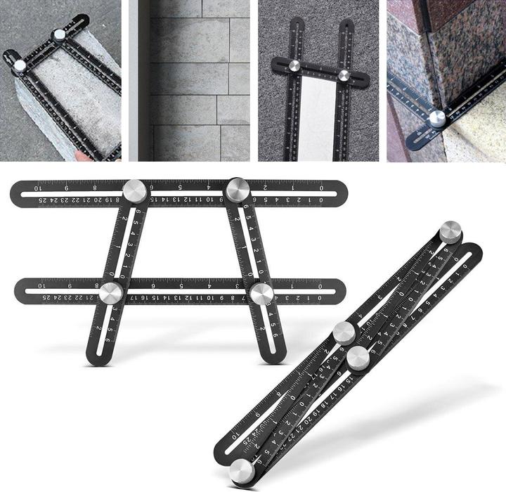 Produktbild Stahlwerk Lineal Set mit Multiwinkel-Messlineal, Dreikant-Lineal, Winkeldreieck (300 mm)