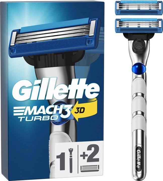 Gillette Mach3 Turbo 3D Razor handle + 2 blades
