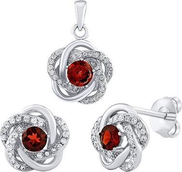Image du produit Silvego ROSALYN Silver Jewelry Set with Garnets and Brilliance Zirconia JJJS0088GA (Boucles d'oreilles.