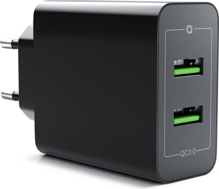 Image du produit Aplic Chargeur USB, chargeur USB Quick Charge à 2 ports 36 W / 6000 mA / fonction de charge rapide, noir (36 W)