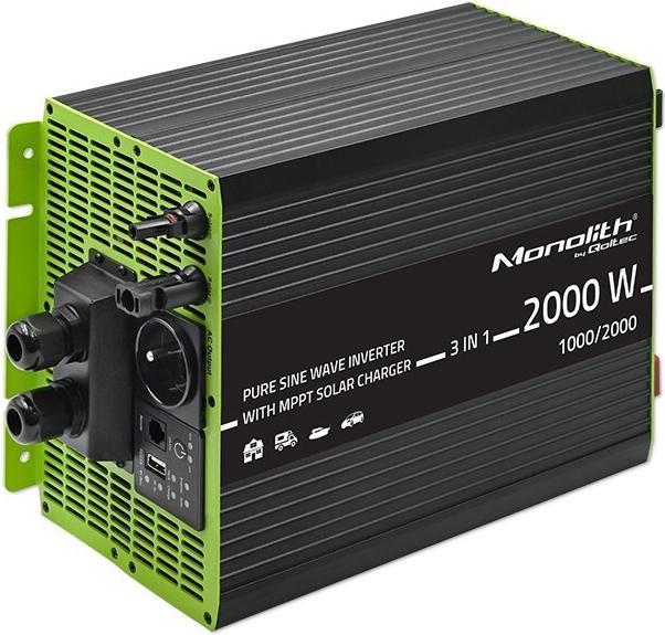 Immagine prodotto Qoltec Przetwornica solarna Monolith 3w1 z funkcją ładowania AC | MPPT | UPS | ATS | 1000W | 2000W