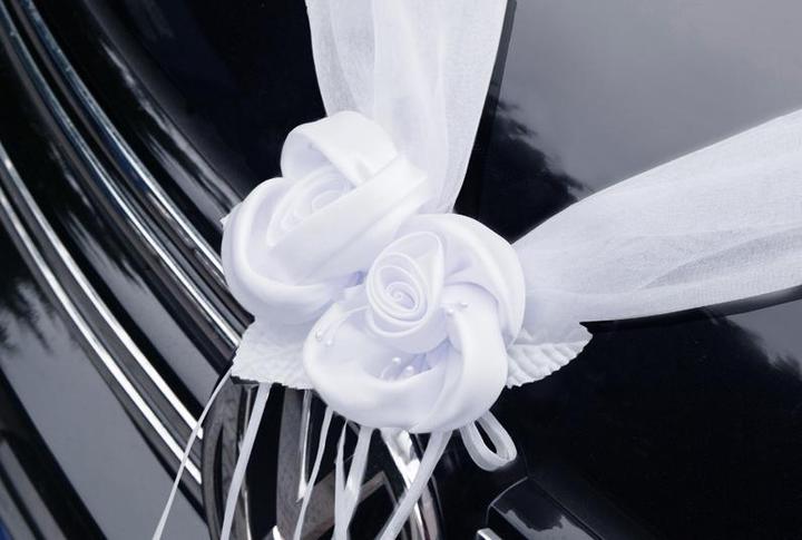 Image du produit Partydeco Accessoires de fête Décoration de voiture Organza 1.8 m, 2 pcs, blanc