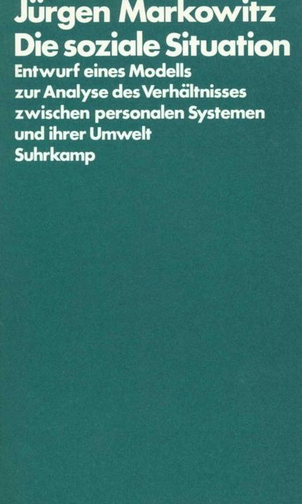 Produktbild Markowitz,J.:Soziale Situation (Jürgen Markowitz, 1979)
