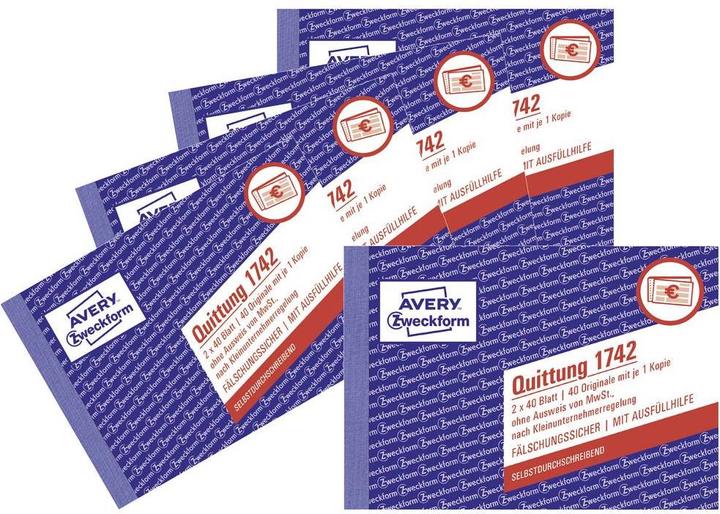 Produktbild Avery Quittung Kleinunternehmer ohne MwSt., A6 quer (40 x)