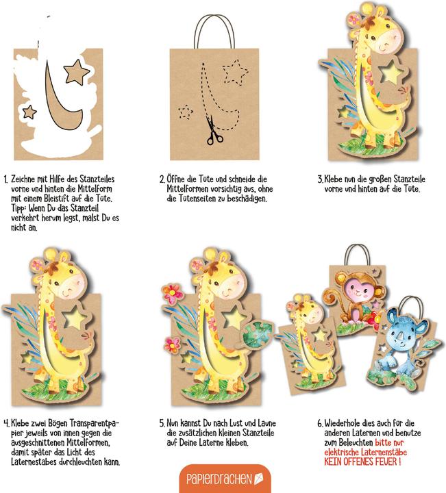 Immagine prodotto Papierdrachen 3 lanterne per bambini animali selvatici/Africa - Set 8