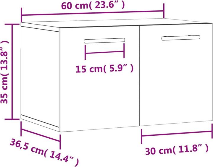 Image du produit VidaXL Wandschrank Braun Eichen-Optik 60x36,5x35cm Holzwerkstoff (60 x 36,5 x 35 cm)